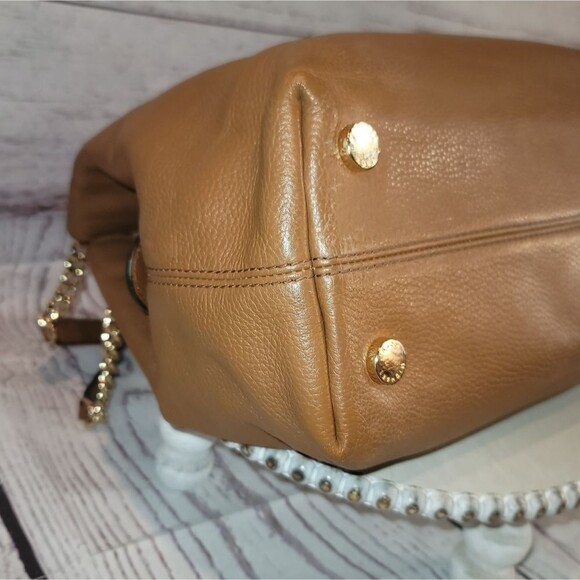 Michael Kors Jet Set Large Tan Genuine Soft Leather Shoulder Hobo Bag - Picture 11 of 16